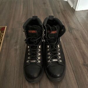 Vintage Harley-Davidson Men's Black Lace-Up Boots
